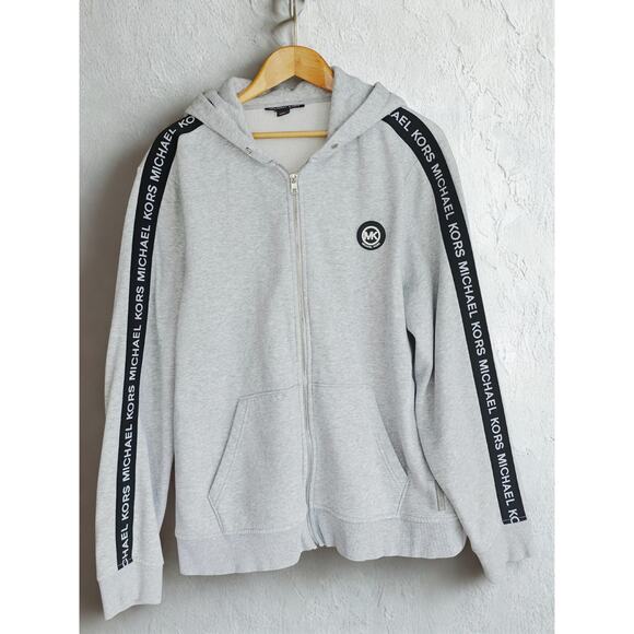 Michael Kors Unisex Tape Logo Hoodie Heather Gray XL - Picture 1 of 5